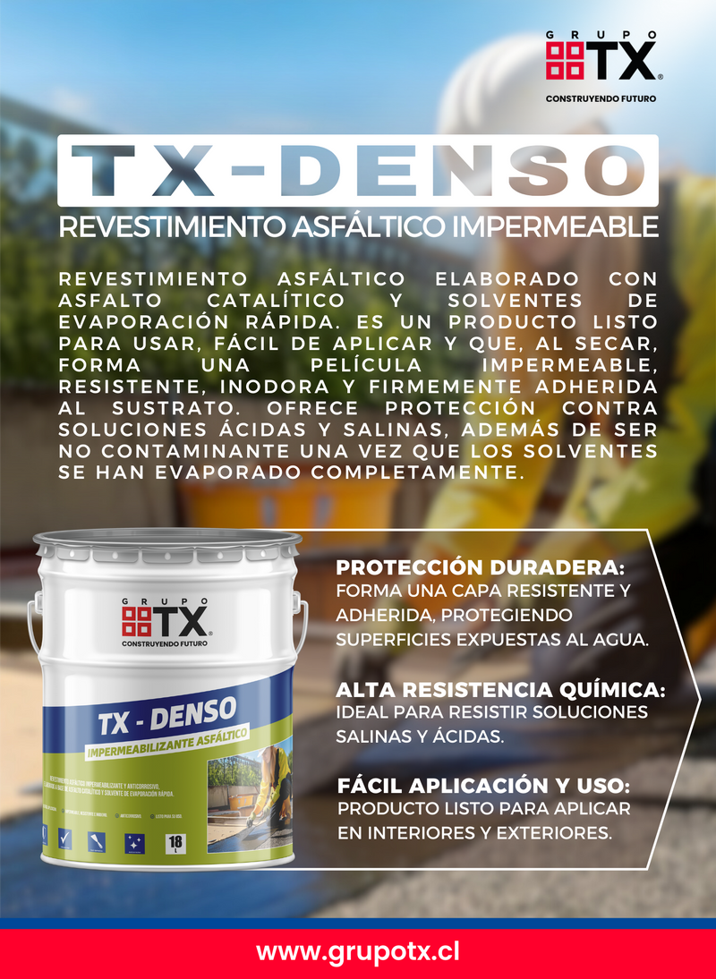 TX DENSO - Impermeabilizante de base Asfáltico, Tineta 18Lt