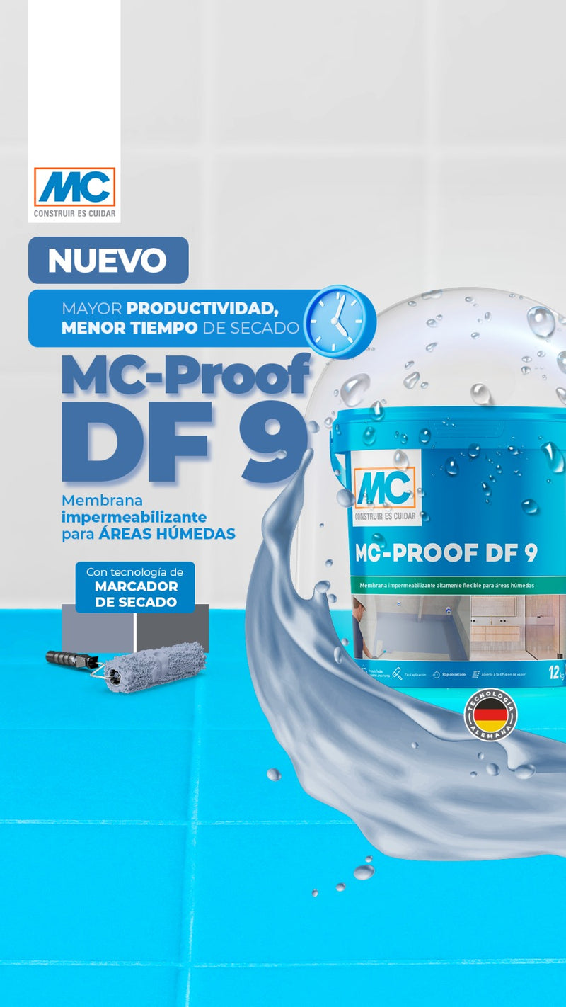 Mc-Proof DF 9 - Membrana impermeabilizante altamente flexible para áreas húmedas, 12Kg