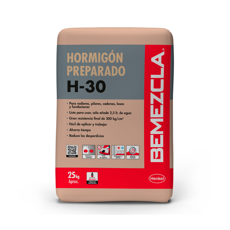 BEMEZCLA H-30 - Mezcla Cementicia Predosificada, 25Kg