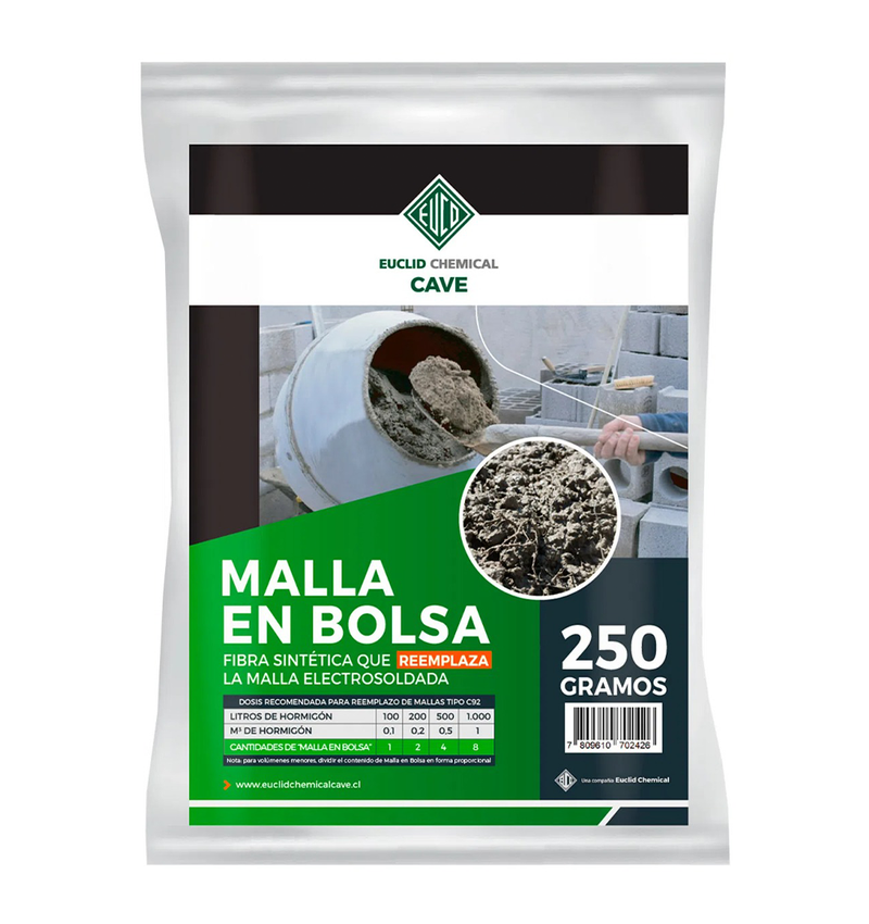 MALLA EN BOLSA - Macro fibra sintética para remplazar malla electrosoldada