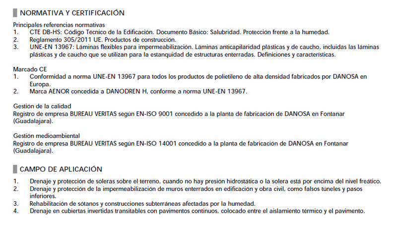 LAMINA DRENANTE H-15, 6mts2