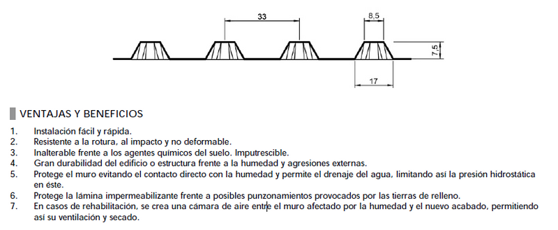 LAMINA DRENANTE H-15, 6mts2