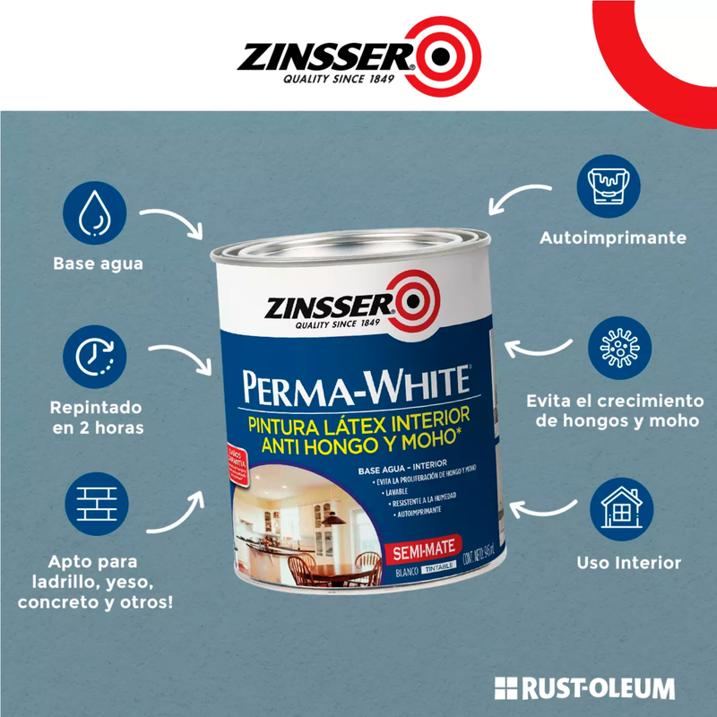 Oferta ZINSSER PERMA-WHITE -Blanco Satin 3,785L