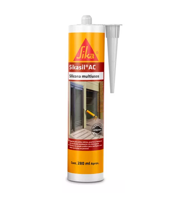 PACK 12x280ML SIKASIL AC - Sellante de silicona acética sin fungicida.