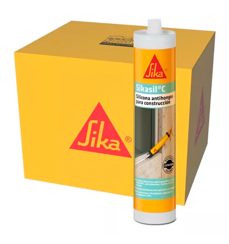 PACK 12X280ML SIKASIL C TRANSPARENTE - Sellante de silicona neutra, 300Cc